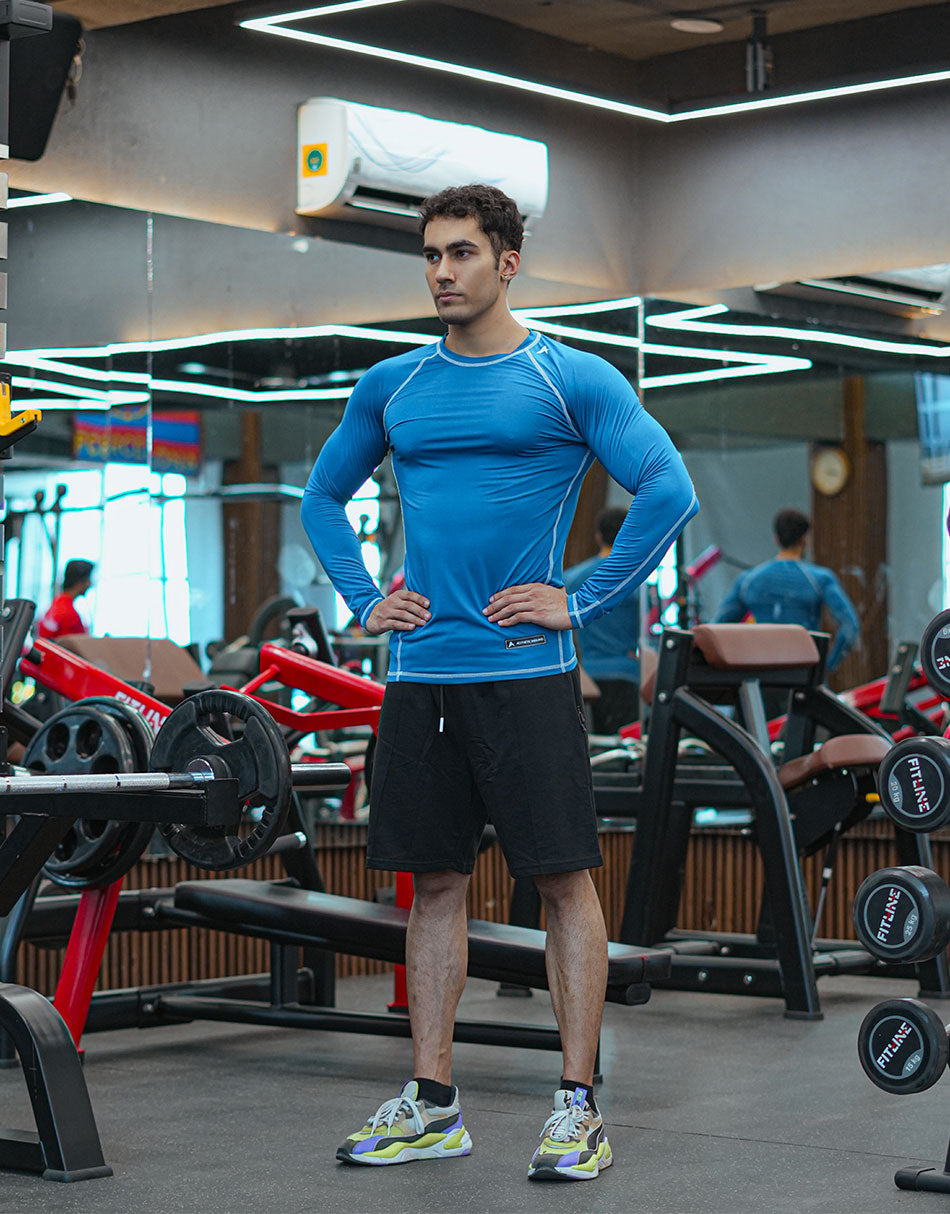 Indians Men's Blue Full Sleeves Compression T-Shirt