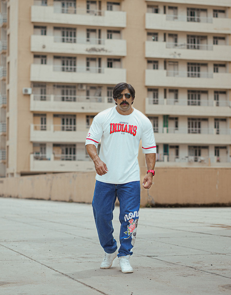 Retro Indians White Oversized Tshirt