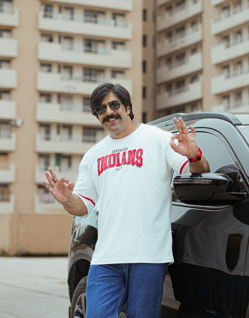 Retro Indians White Oversized Tshirt