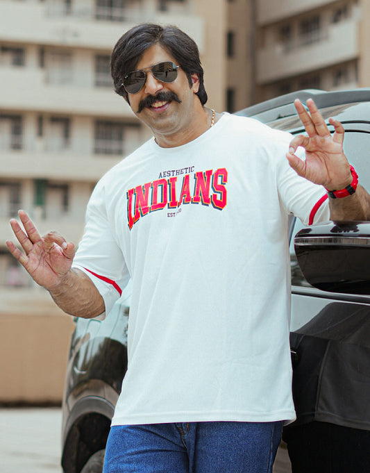 Retro Indians White Oversized Tshirt