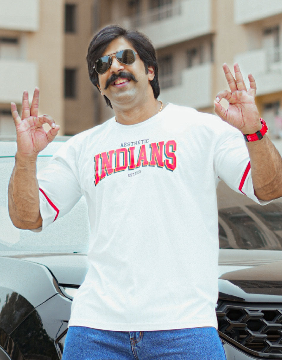 Retro Indians White Oversized Tshirt