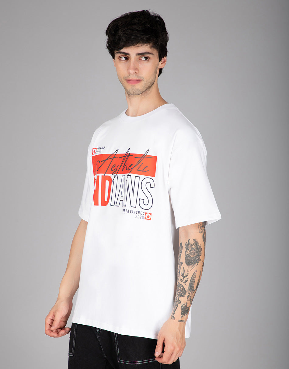 White Aesthetic Indians Oversized T-Shirt
