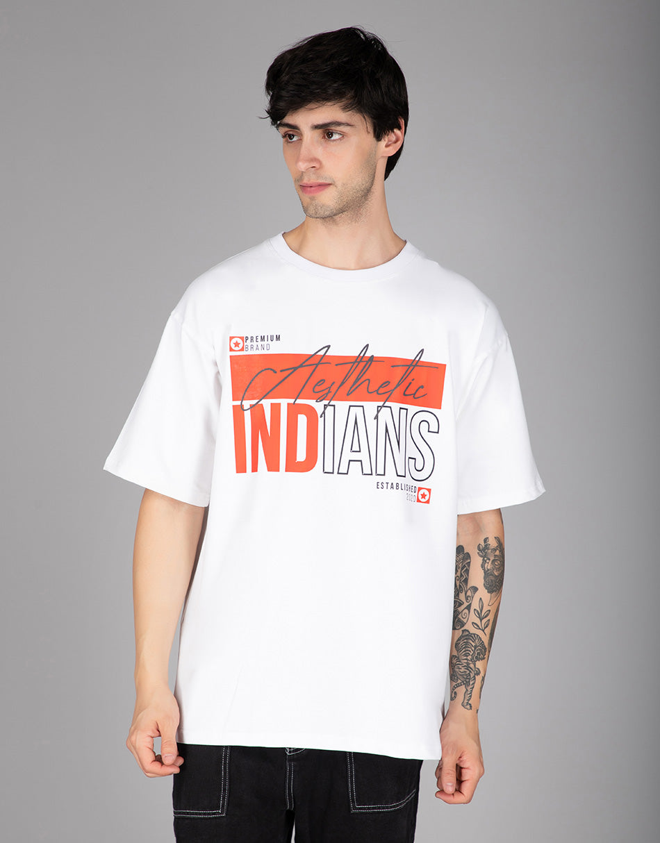 White Aesthetic Indians Oversized T-Shirt