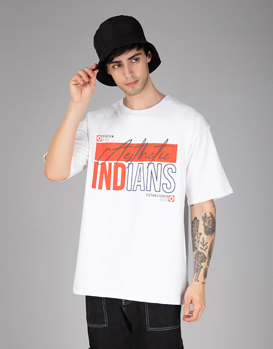 White Aesthetic Indians Oversized T-Shirt