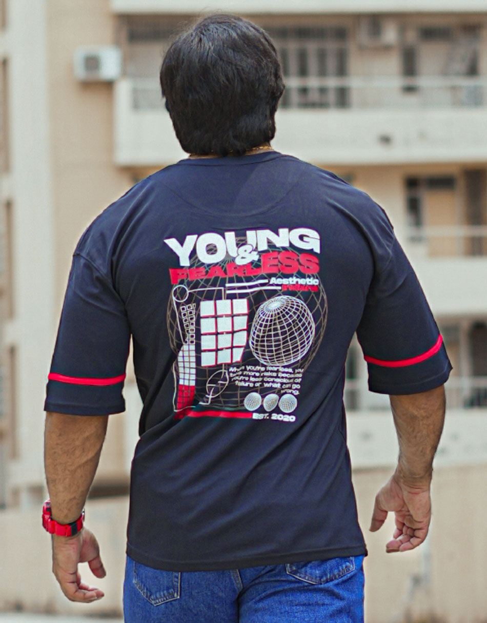 Indians Young & Fearless Black Oversized Tshirt