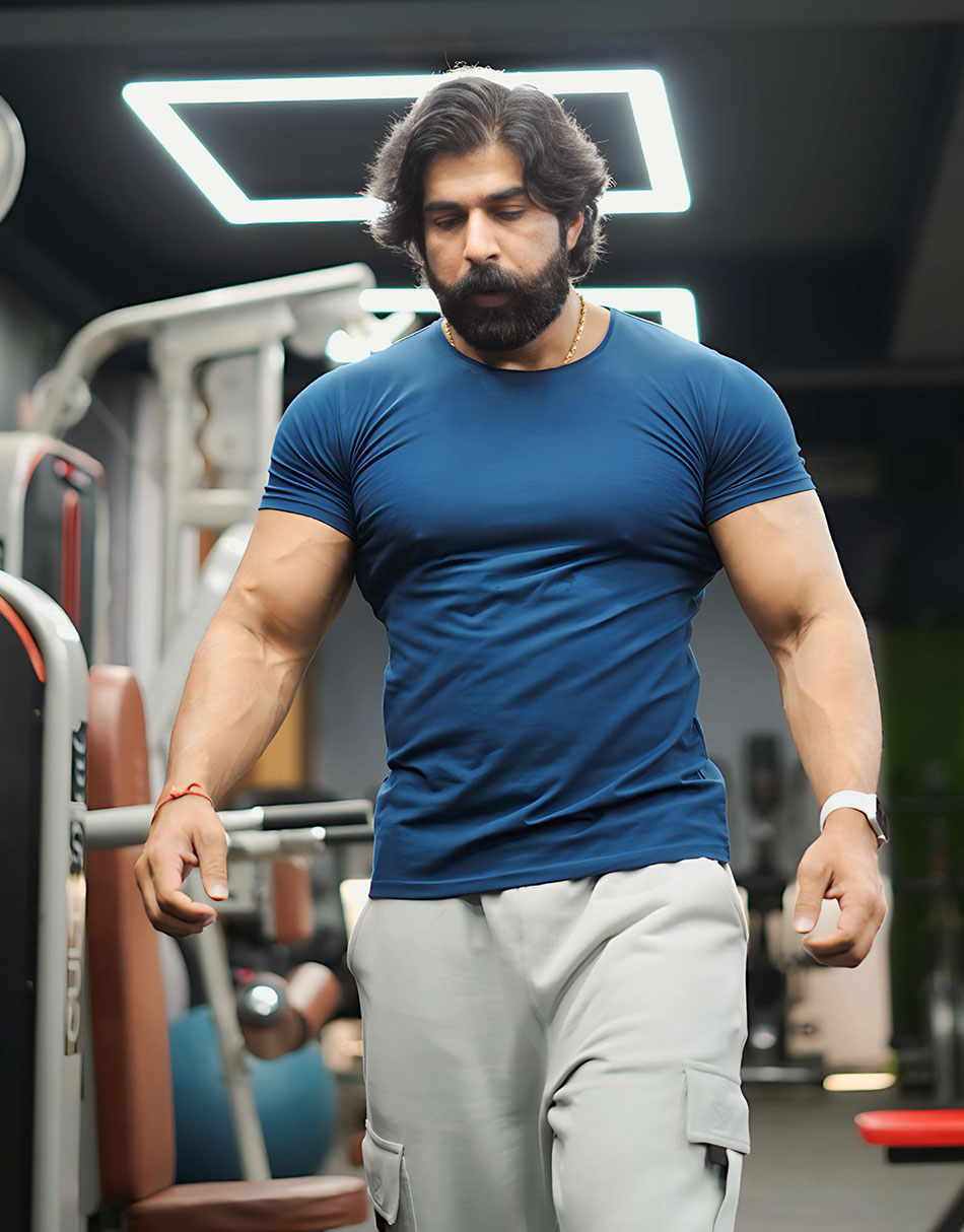 Indians Blue Raw Edge Solid Tshirt