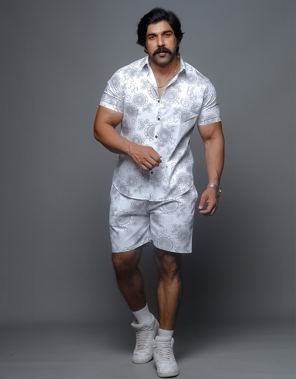 Flower Printed White Co Ords Set