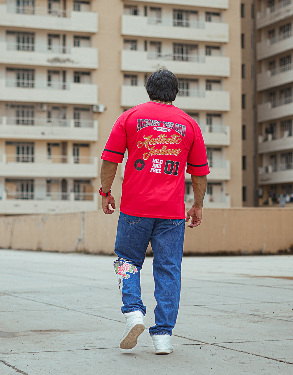Wild and Free Red Oversized Tshirt