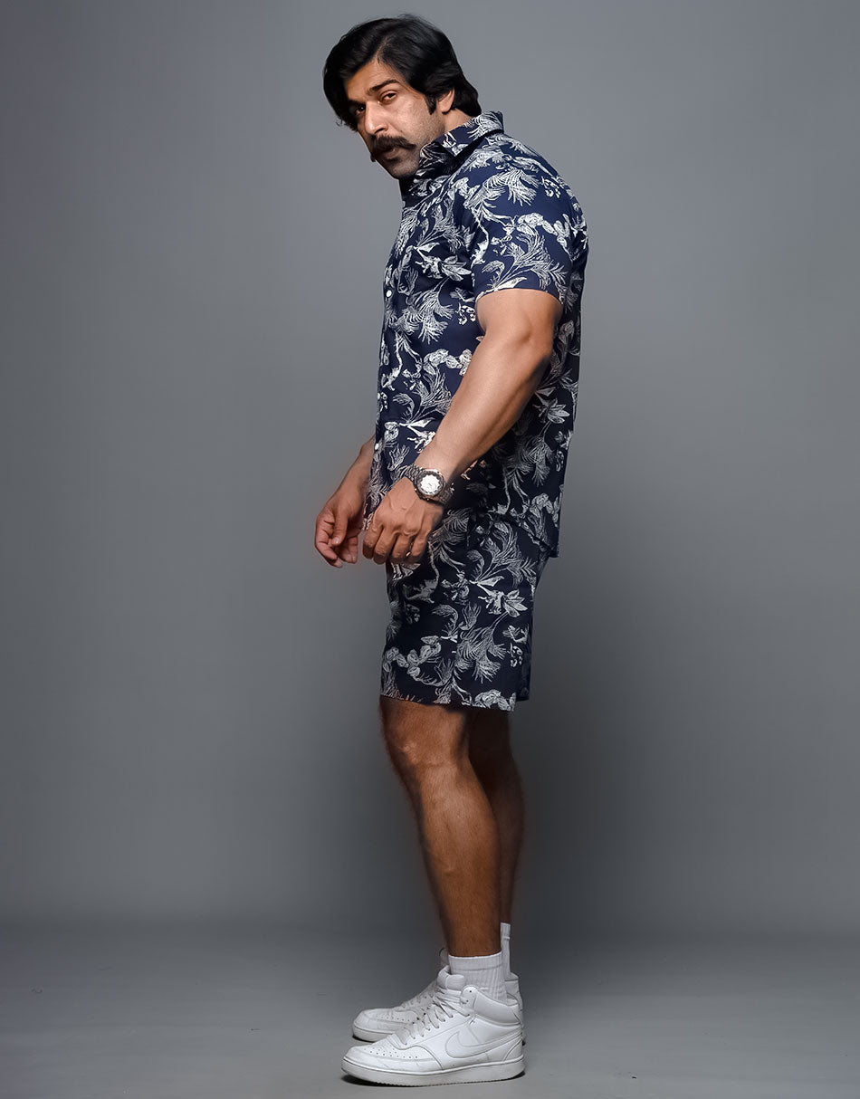 Aesthetic Flower Printed Blue Co Ords Set