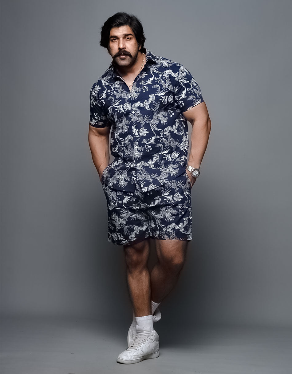 Aesthetic Flower Printed Blue Co Ords Set