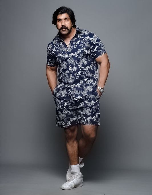 Aesthetic Flower Printed Blue Co Ords Set