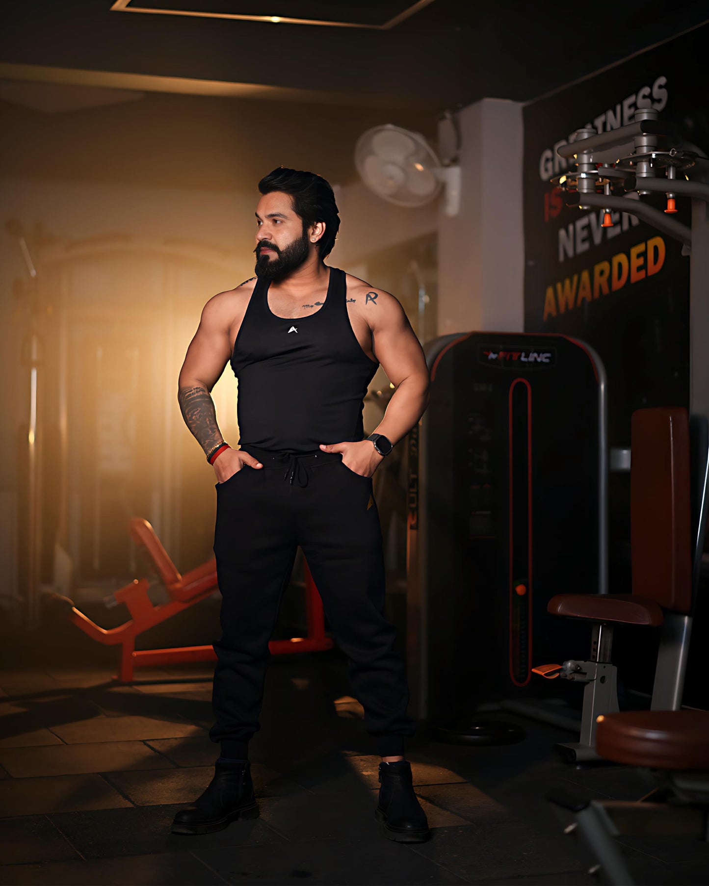 Aesthetic Indians Black Solid Jogger for Winters