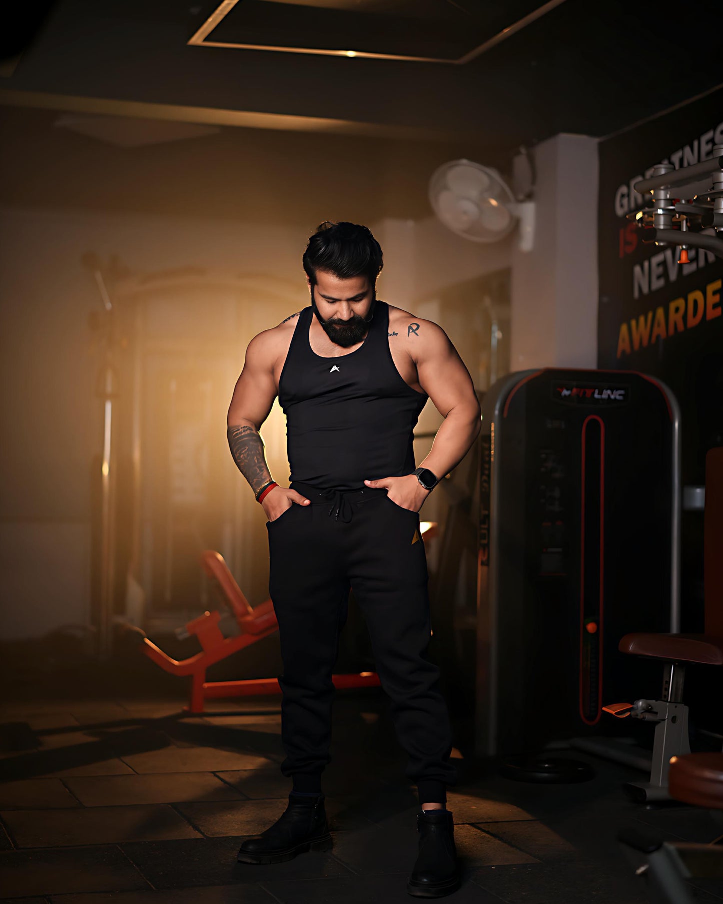 Aesthetic Indians Black Solid Jogger for Winters