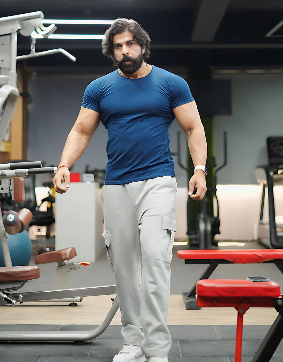 Indians Blue Raw Edge Solid Tshirt