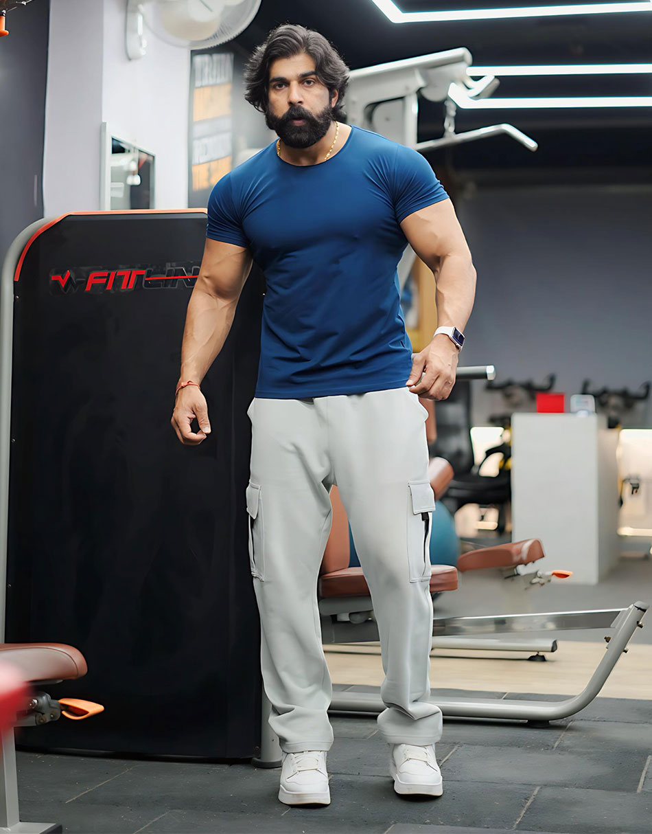 Indians Blue Raw Edge Solid Tshirt