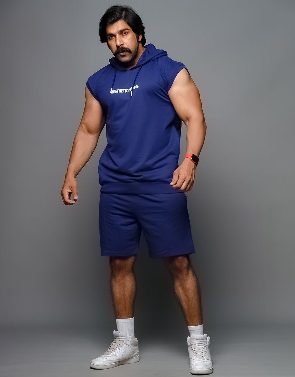 Indians Blue Hoodie Shorts Co Ords Set