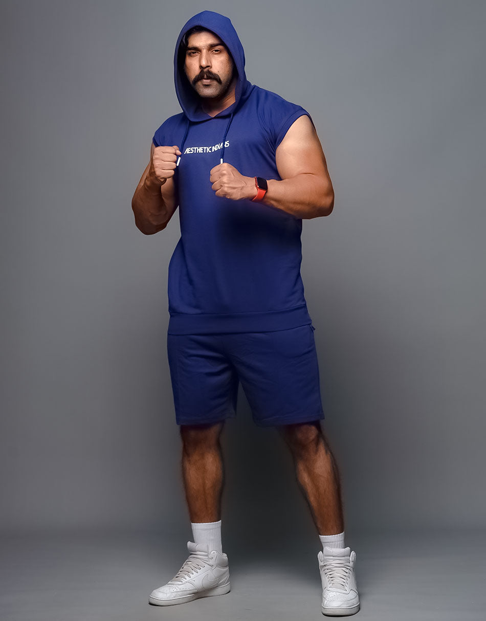 Indians Blue Hoodie Shorts Co Ords Set