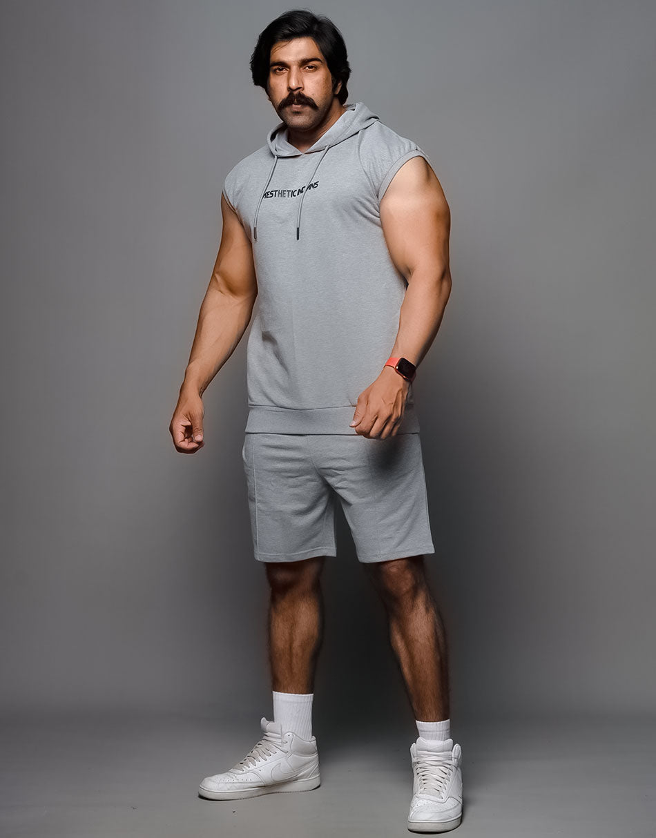 Indians Grey Hoodie Shorts Co Ords Set