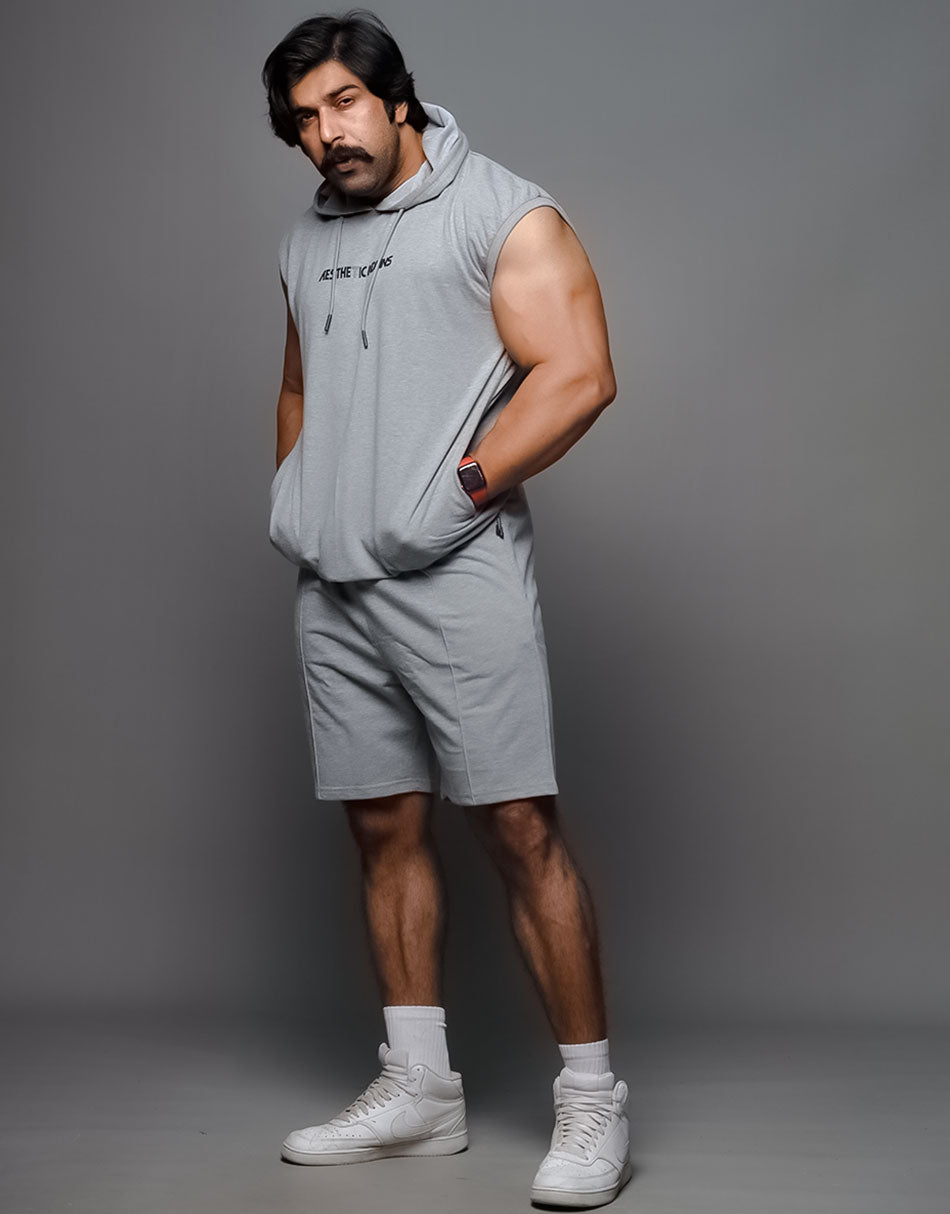 Indians Grey Hoodie Shorts Co Ords Set