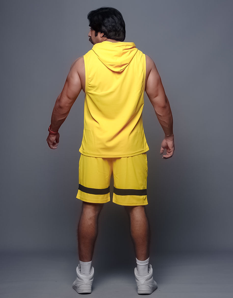 Indians Yellow Hoodie Shorts Co Ords