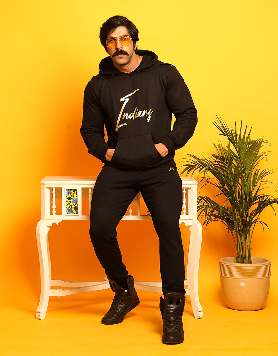 Aesthetic Indians Black Solid Jogger for Winters