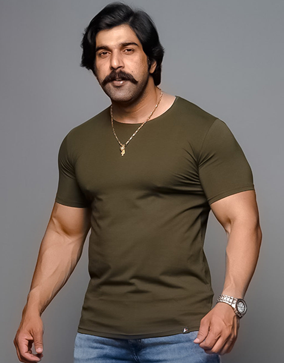 Aesthetic Indians Bottle Green Solid T-shirt