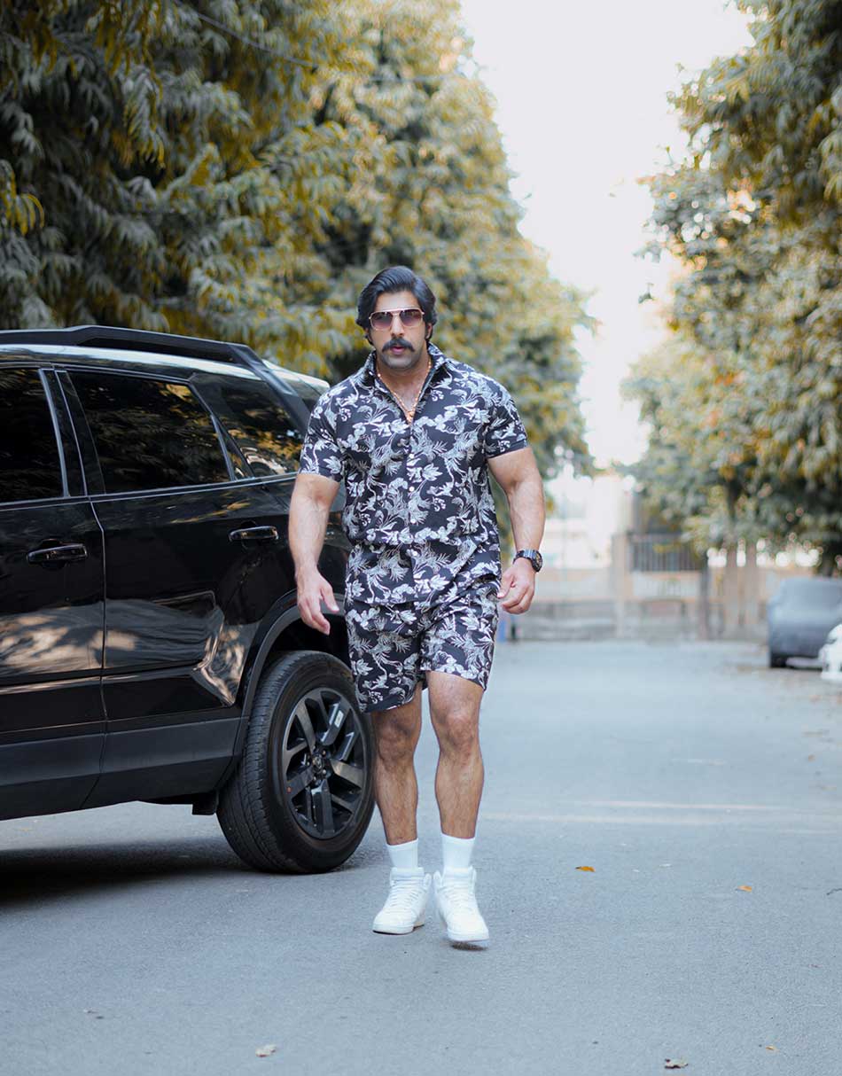 Mens Black Printed Co Ords Set