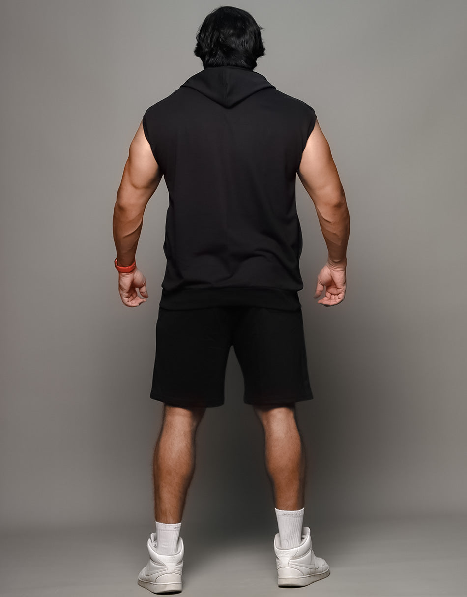 Black Hoodie Shorts Co Ords Set