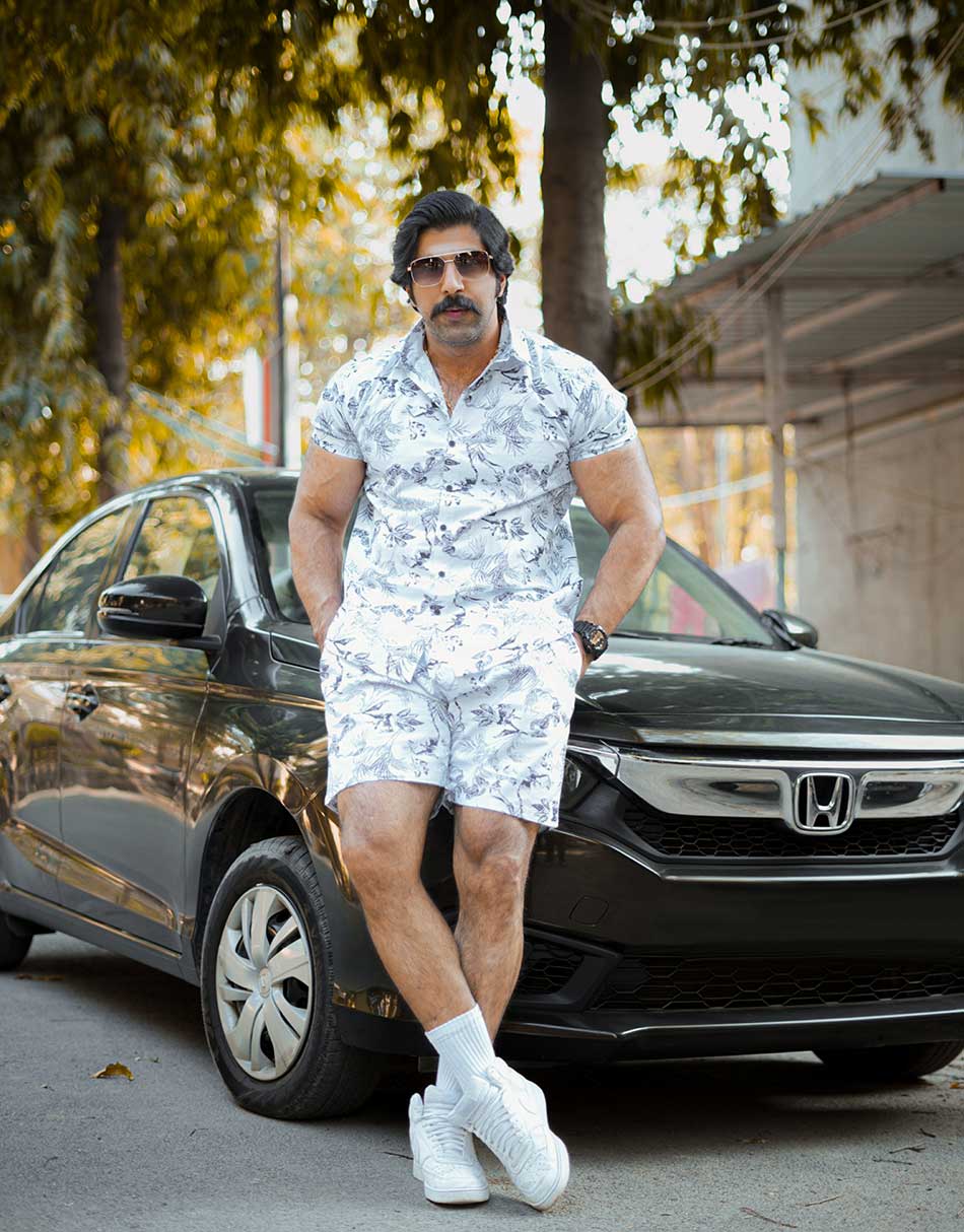Mens White Printed Co Ords Set