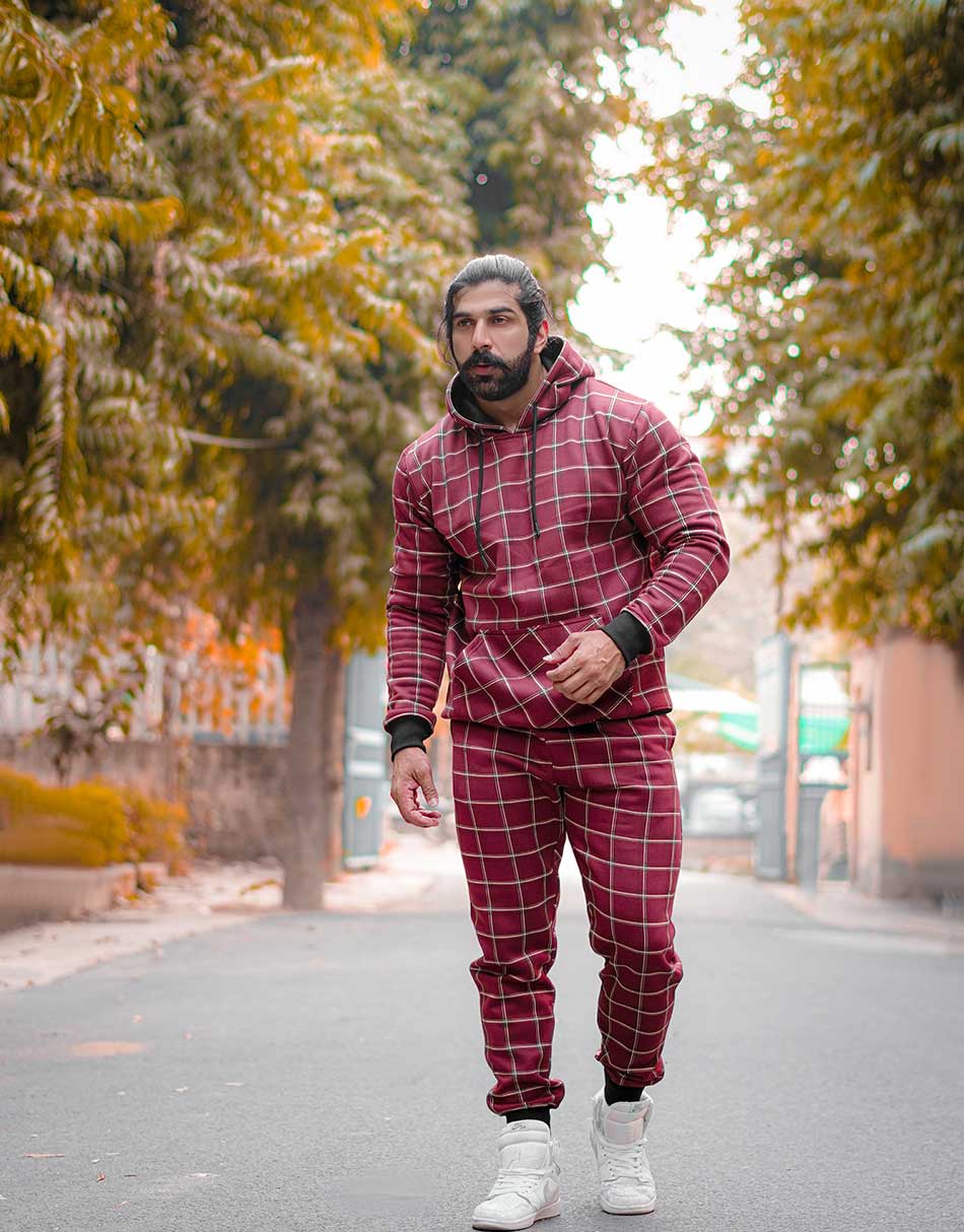 Aesthetic Indians Bonded Check Co Ords Set – Light Red