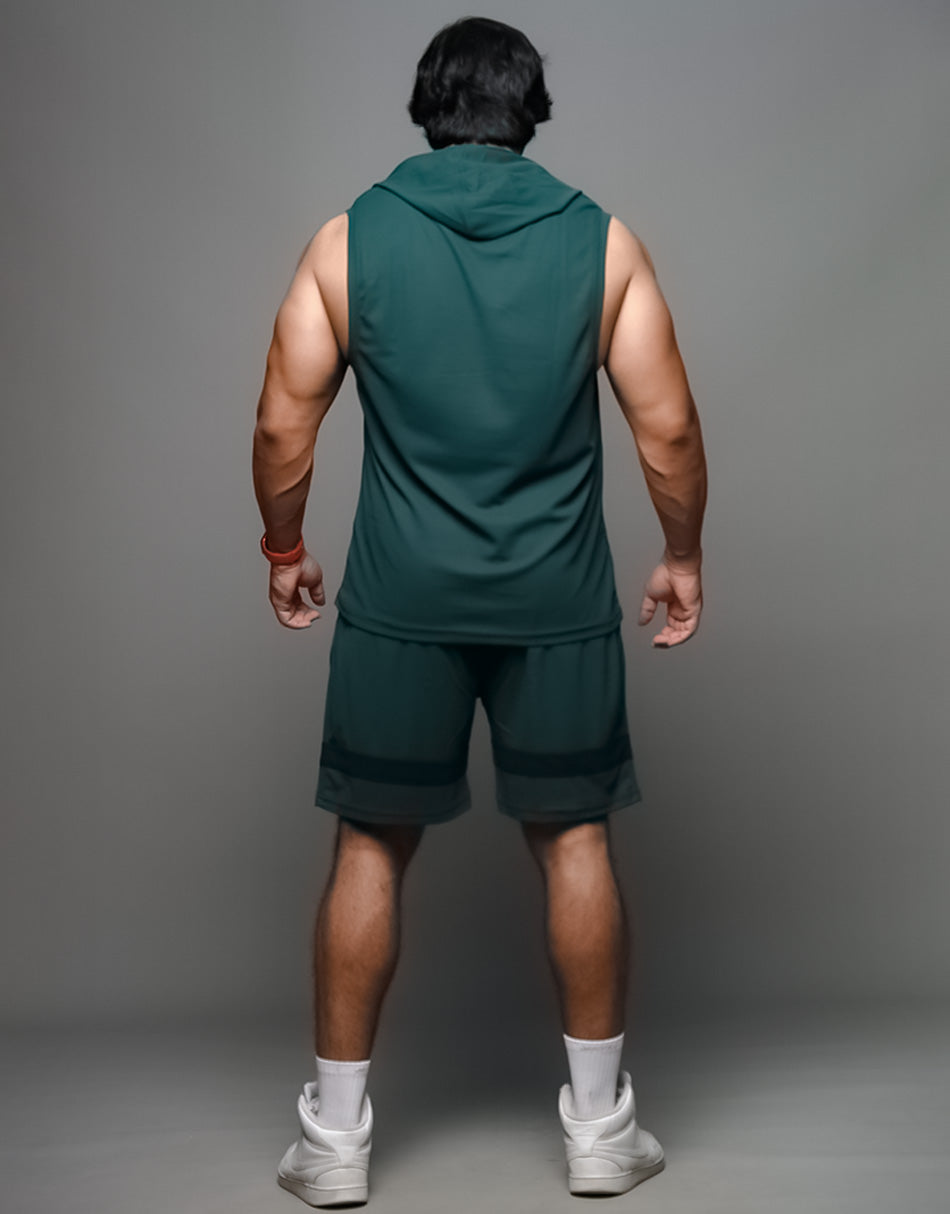 Bottle Green Hoodie Shorts Co Ords Set