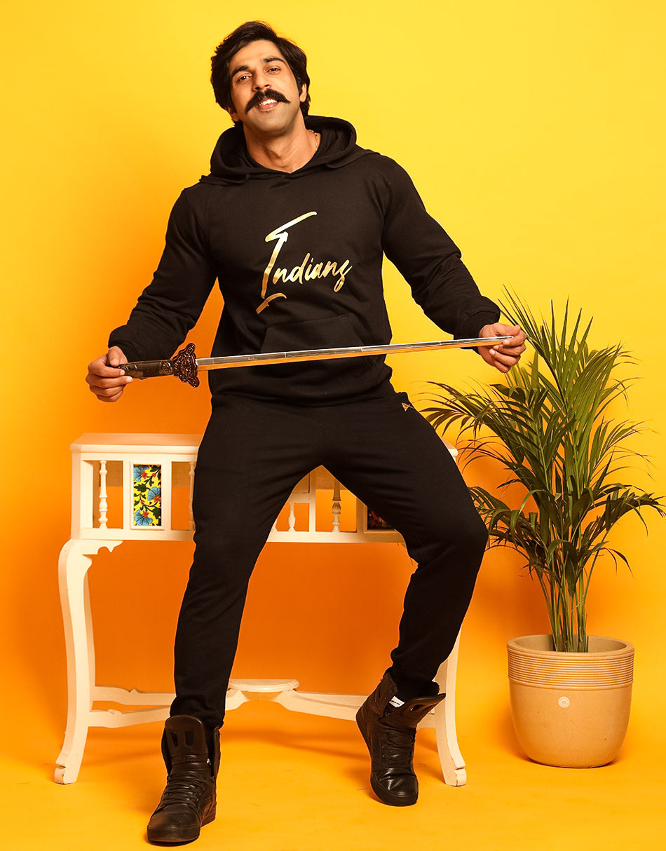 Aesthetic Indians Black Solid Jogger for Winters
