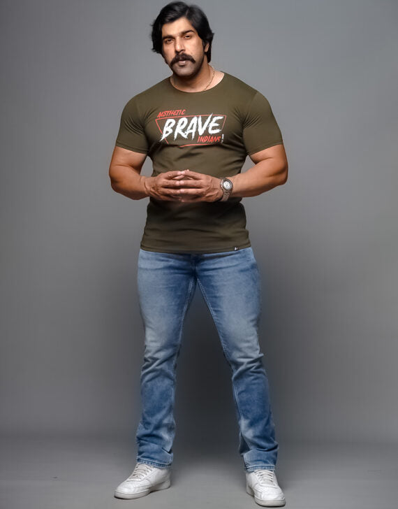 Brave Indians Bottle Green- T-shirt