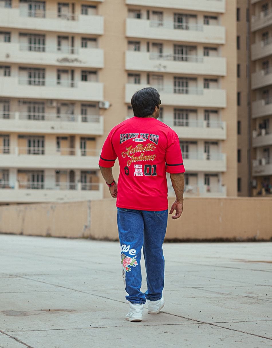 Wild and Free Red Oversized Tshirt