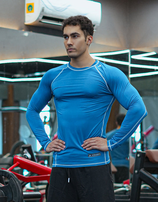 Indians Men's Blue Full Sleeves Compression T-Shirt