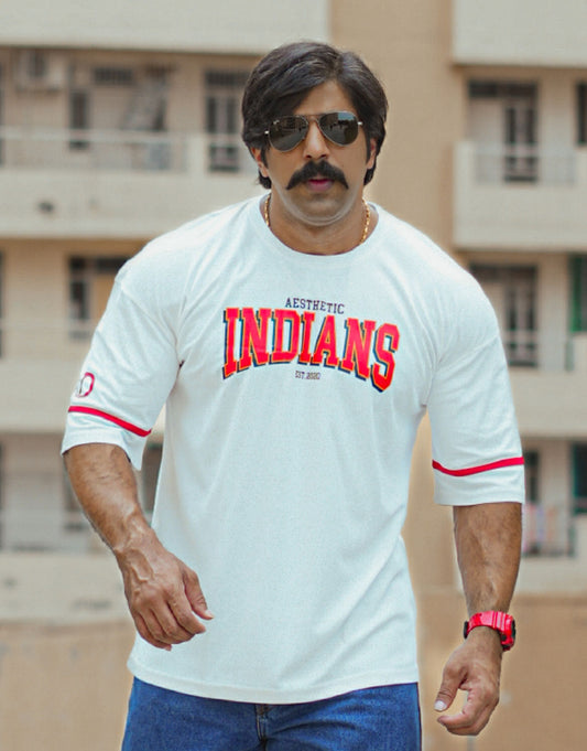 Retro Indians White Oversized Tshirt