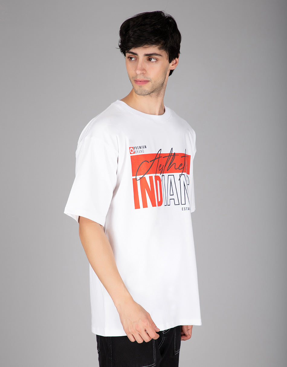 White Aesthetic Indians Oversized T-Shirt