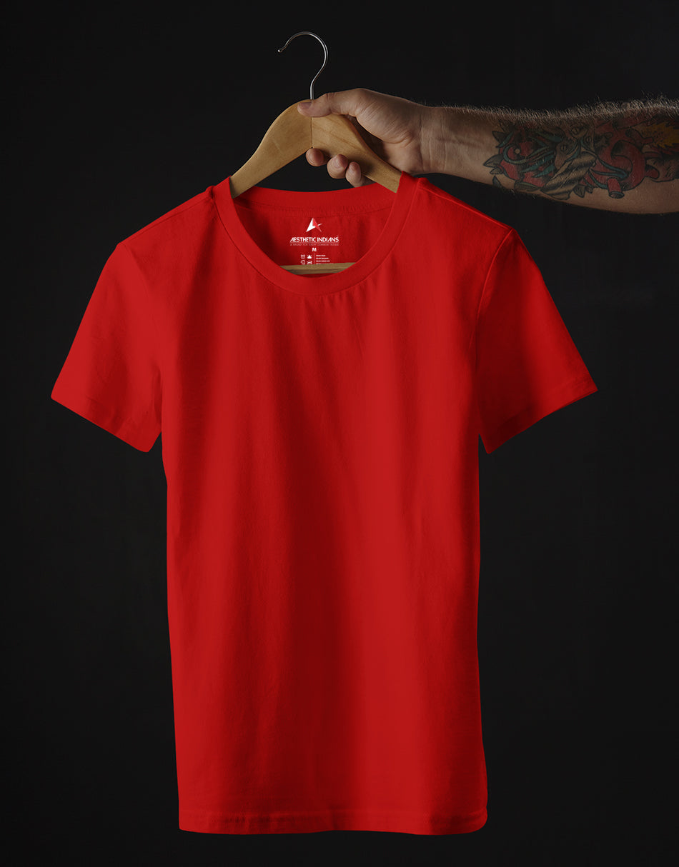 Indians Red Raw Edge Solid Tshirt