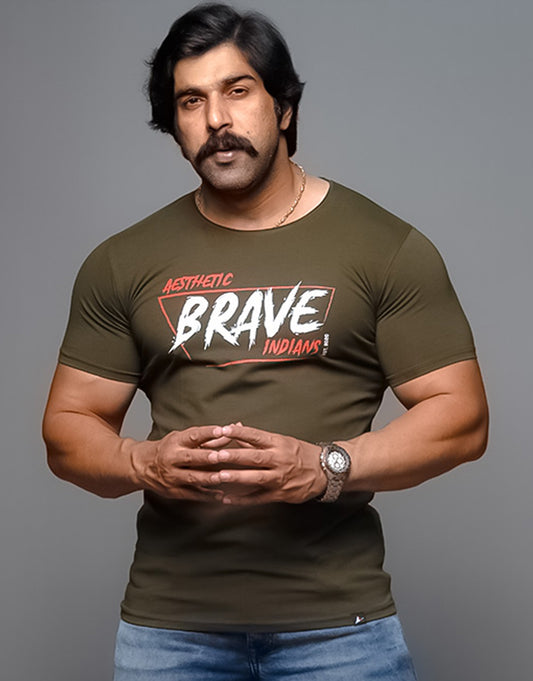 Brave Indians Bottle Green- T-shirt